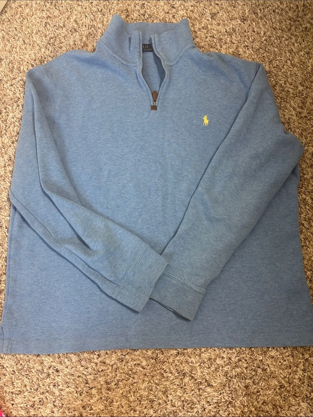 Polo by Ralph Lauren Heather Blue Quarter-Zip Pullover with Yellow Pony